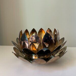 Mid-Century Italian Leonard Silverplate Lotus Flower Bowl